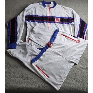 Vintage Mecca Terry Cloth Track Suit Mens Size XL Light Blue Hip Hop Retro 90's